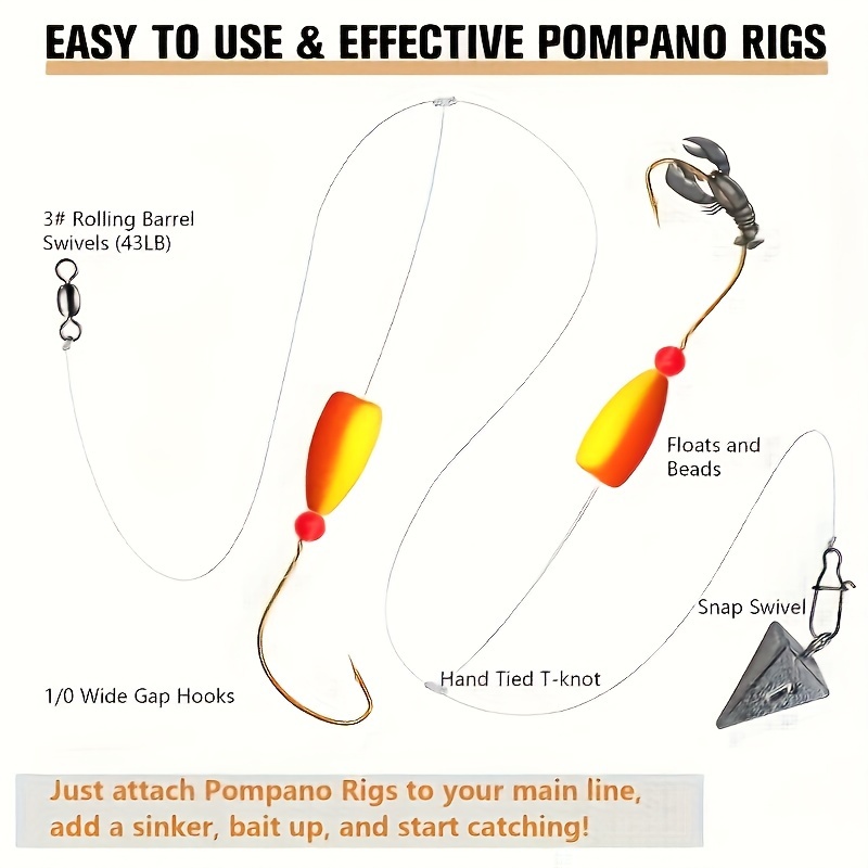 3pcs Pompano Rigs Surf Fishing - Fishing Hook Circle 评论和价格