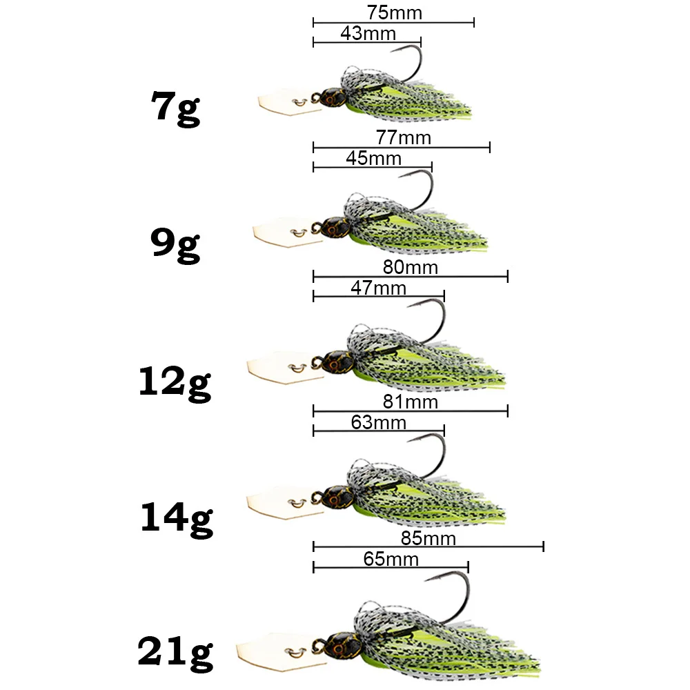 Spinner Bait 7g/9g/12g/14g/21g - Fishing Hook Weedless 评论和价格