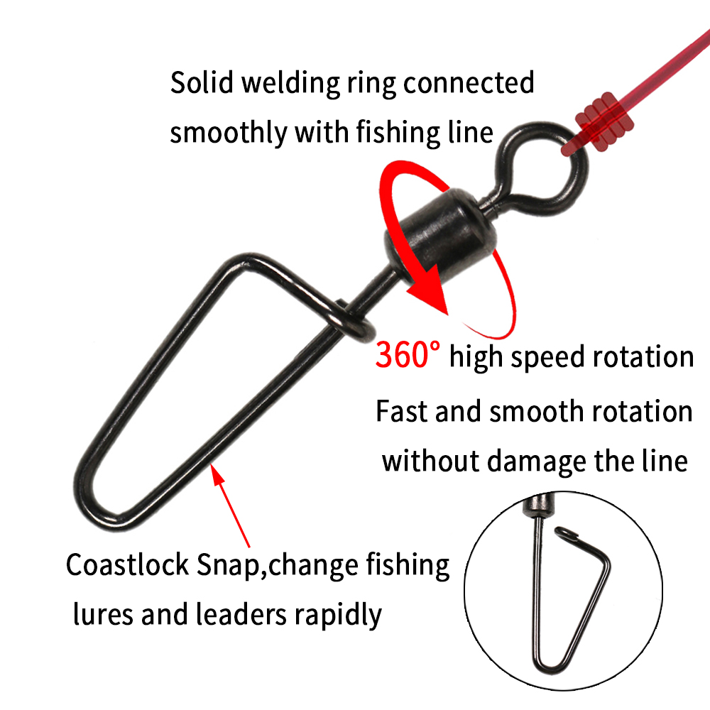 20PCS #12 -1/0 Rolling Swivel  - Fishing Hook Stainless Steel 评论和价格