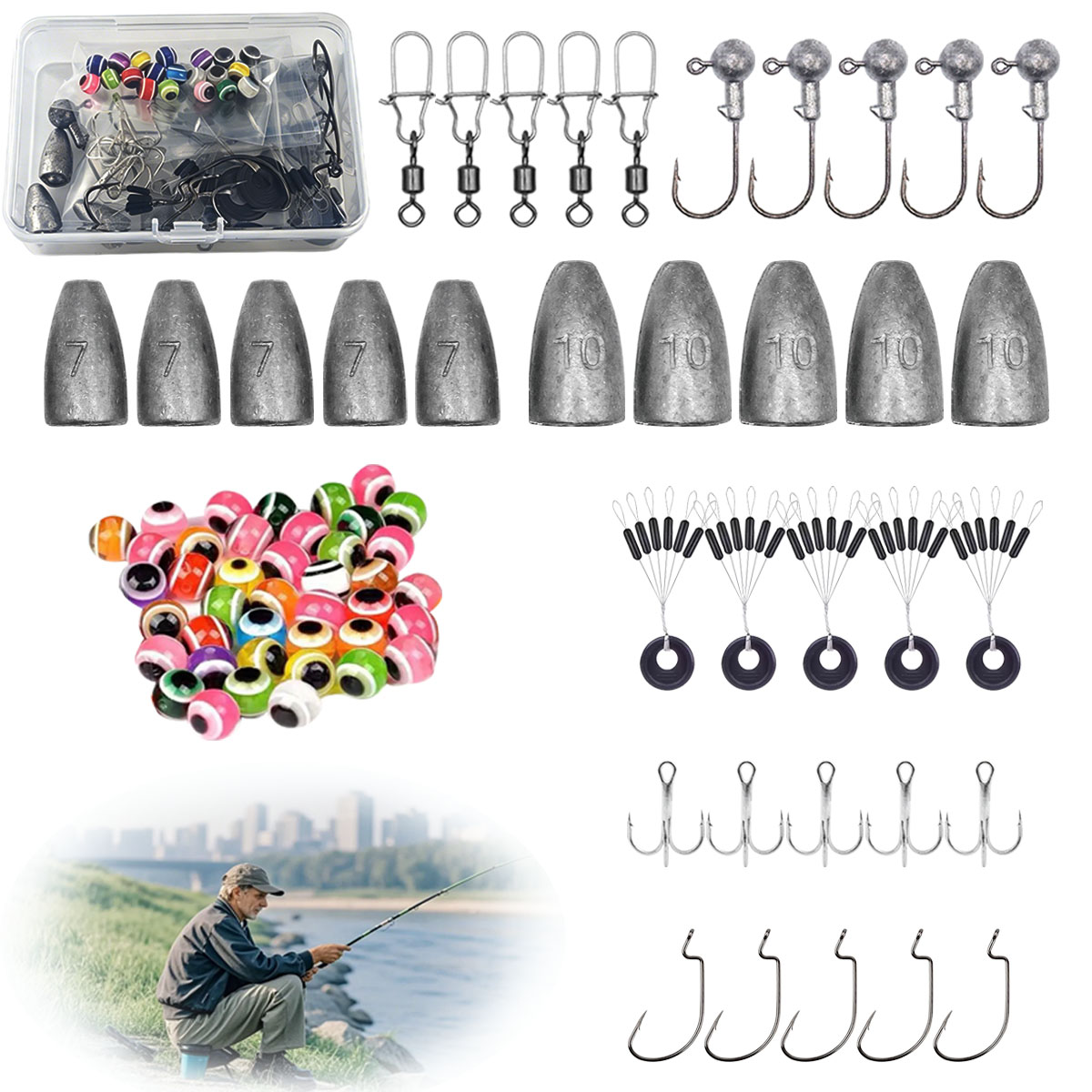 Fishing Tackle Kit Box Includi - Fishing Hook Stainless Steel 评论和价格