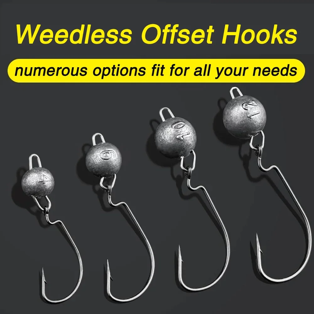5pcs Metal Jig Head Worm Hooks - Fishing Hook Weedless 评论和价格